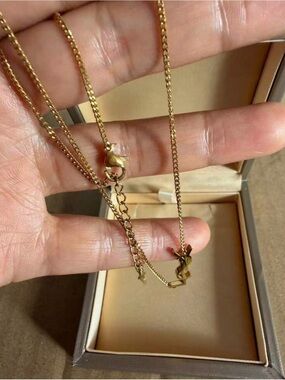 Gold Tone YS L Logo Pendant Necklace - Women Jewelry